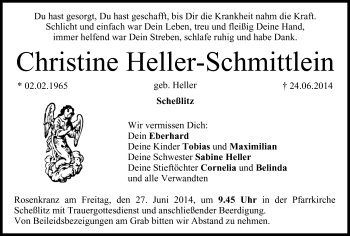Anzeige von Christine Heller-Schmittlein von MGO
