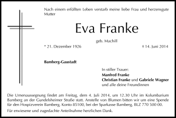 Anzeige von Eva Franke von MGO