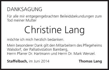 Anzeige von Christine Lang von MGO