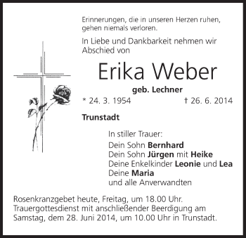 Anzeige von Erika Weber von MGO