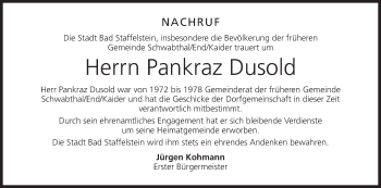 Anzeige von Pankraz Dusold von MGO