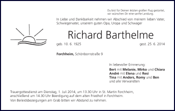 Anzeige von Richard Barthelme von MGO