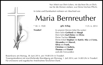 Anzeige von Maria Bernreuther von MGO