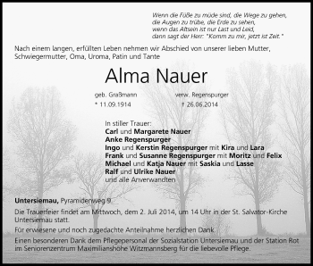 Anzeige von Alma Nauer von MGO