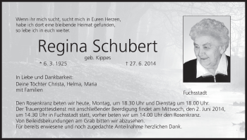 Anzeige von Regina Schubert von MGO