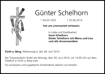 Anzeige von Günter Schelhorn von MGO
