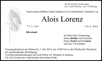 Anzeige von Alois Lorenz von MGO