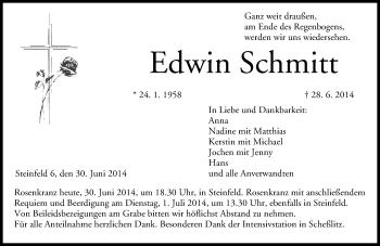 Anzeige von Edwin Schmitt von MGO