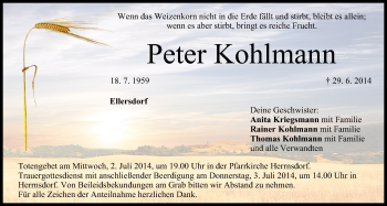 Anzeige von Peter Kohlmann von MGO