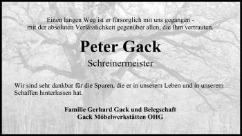 Anzeige von Peter Gack von MGO