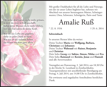 Anzeige von Amalie Ruß von MGO