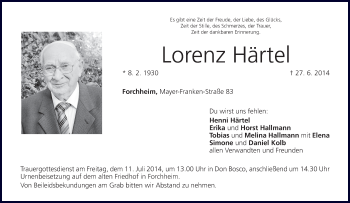 Anzeige von Lorenz Härtel von MGO