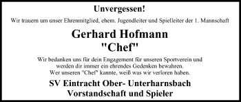 Anzeige von Gerhard Hofmann von MGO