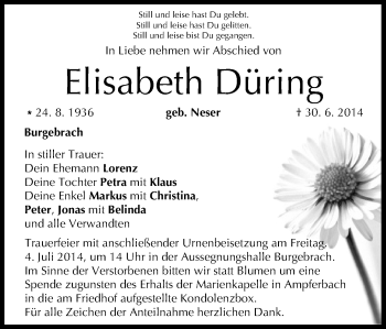Anzeige von Elisabeth Düring von MGO