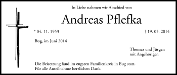 Anzeige von Andreas Pflefka von MGO