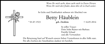 Anzeige von Betty Häublein von MGO