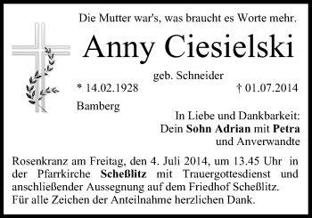 Anzeige von Anny Ciesielski von MGO