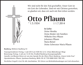 Anzeige von Otto Pflaum von MGO