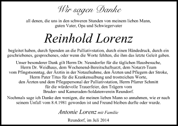 Anzeige von Reinhold Lorenz von MGO