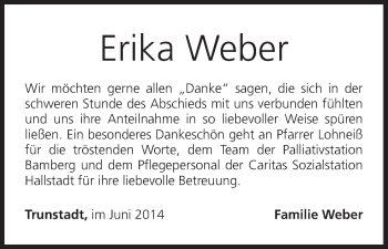 Anzeige von Erika Weber von MGO