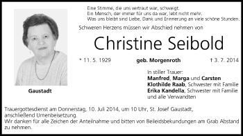 Anzeige von Christine Seibold von MGO