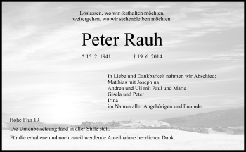 Anzeige von Peter Rauh von MGO