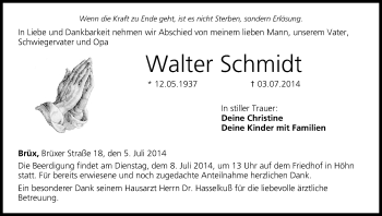 Anzeige von Walter Schmidt von MGO