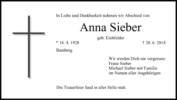 Anzeige von Anna Sieber von MGO