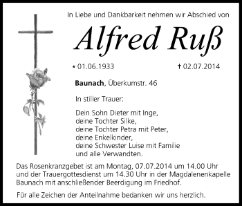 Anzeige von Alfred Ruß von MGO