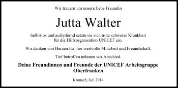 Anzeige von Jutta Walter von MGO