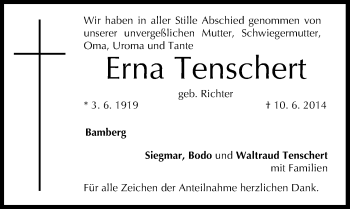 Anzeige von Erna Tenschert von MGO