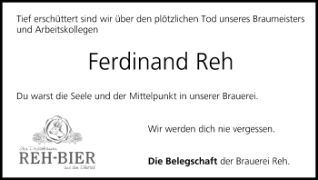 Anzeige von Ferdinand Reh von MGO