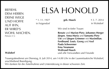 Anzeige von Elsa Honold von MGO