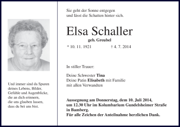 Anzeige von Elsa Schaller von MGO