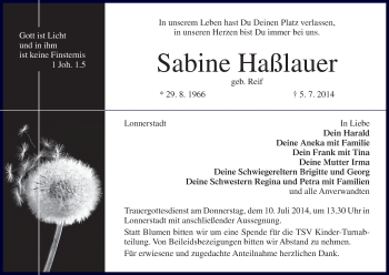 Anzeige von Sabine Haßlauer von MGO