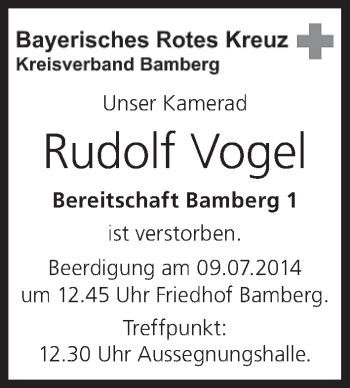 Anzeige von Rudolf Vogel von MGO