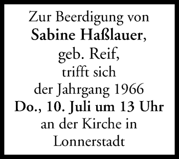 Anzeige von Sabine Haßlauer von MGO