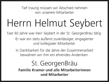 Anzeige von Helmut Seybert von MGO