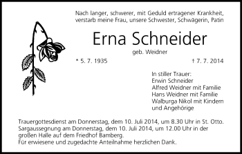 Anzeige von Erna Schneider von MGO