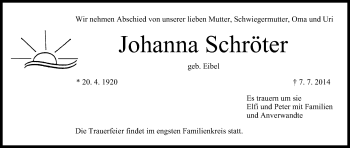 Anzeige von Johanna Schröter von MGO