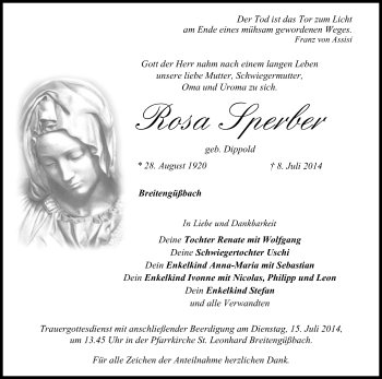Anzeige von Rosa Sperber von MGO