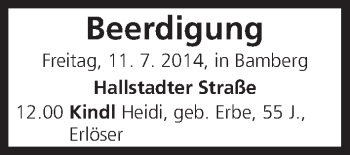 Anzeige von Beerdigung vom 11.07.2014 von MGO
