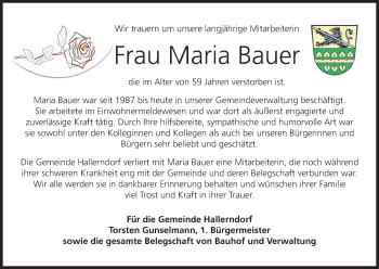 Anzeige von Maria Bauer von MGO