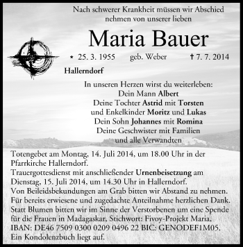 Anzeige von Maria Bauer von MGO