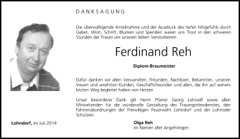 Anzeige von Ferdinand Reh von MGO