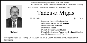 Anzeige von Tadeusz Migas von MGO