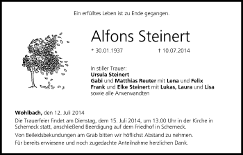 Anzeige von Alfons Steinert von MGO