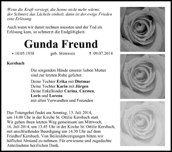 Anzeige von Gunda Freund von MGO
