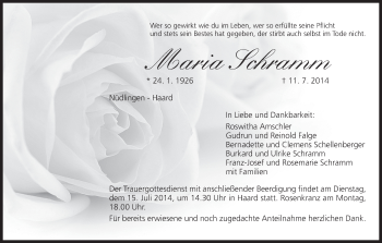 Anzeige von Maria Schramm von MGO