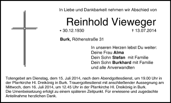 Anzeige von Reinhold Vieweger von MGO